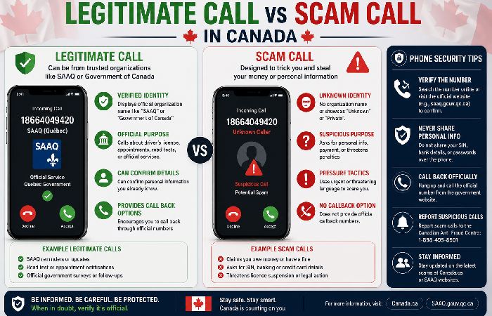 legitimate call vs scam call in canada